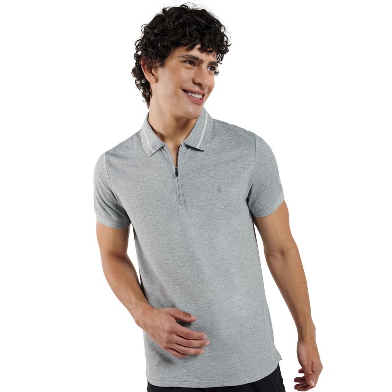 Camisa polo gris hombre sale