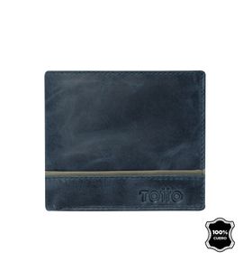 Billetera De Cuero Leder Con RFID Blocker Azul