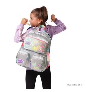Mochila Para Niña Girl Power M Gris