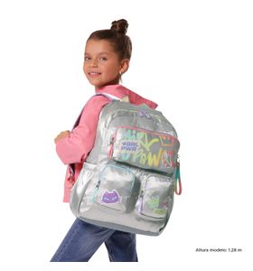 Mochila Para Niña Girl Power L Gris