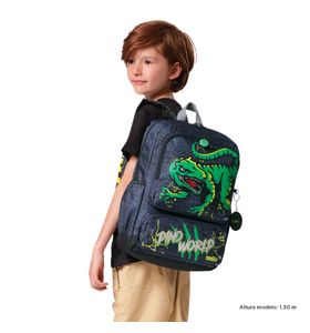 Mochila Para Niño Rex Dino M Gris