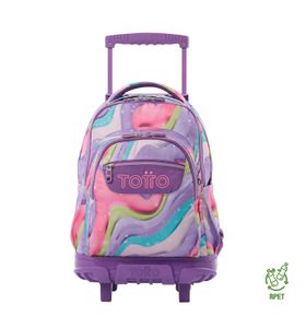 Mochila Con Ruedas Niña Porta Pc 15.4" Bomper Renglon Morado