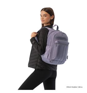 Mochila Universitaria Porta Pc 14" Plaine Morado Mujer