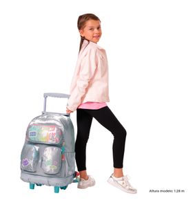 Mochila Con Ruedas Niña Girl Power L Gris