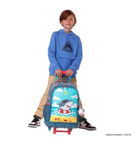 Mochila Con Ruedas Niño Little Surfer L Gris