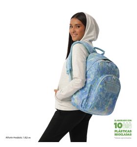 Mochila Juvenil Porta Pc 14" Acuarela Glitter
