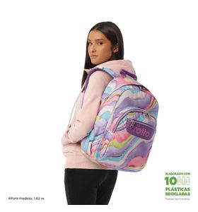 Mochila Juvenil Porta Pc 14" Acuarela Morada