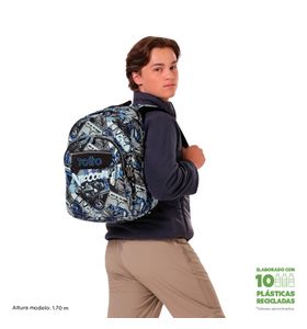 Mochila Juvenil Porta Pc 14" Acuarela Gris