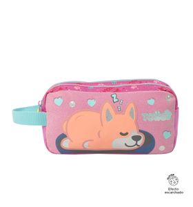 Estuche Escolar Para Niña Doggy Love Rosado