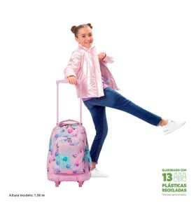 Mochila con ruedas para Niña para laptop 15.4" Renglon Glitter Rosado