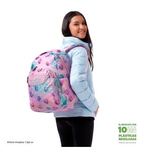 Mochila escolar para laptop 14" Acuarela Glitter Rosado