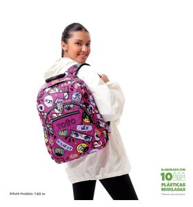 Mochila escolar para laptop 14" Acuarela Rosado