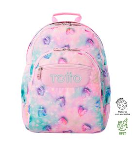Mochila escolar para laptop 14" Rayol Glitter Rosado