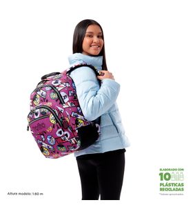 Mochila escolar para laptop 14" Rayol Rosado