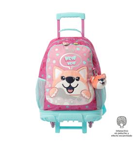 Mochila con ruedas Niña Doggy Love Grande Rosado