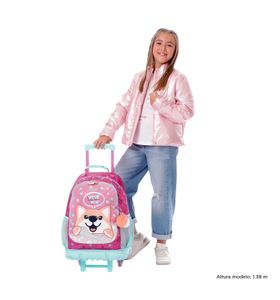Mochila con ruedas Niña Doggy Love Grande Rosado