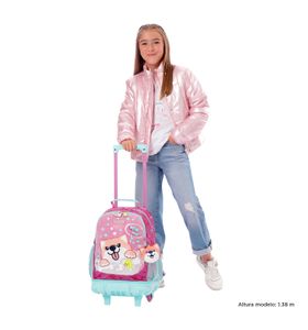 Mochila con ruedas Niña Doggy Love Mediano Rosado