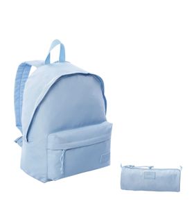 Mochila Escolar Pack X 2 + Estuche Kalex Azul