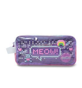 Estuche Escolar Grande para Niña 2 Cuerpos Andy Cat Morado