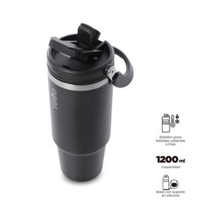 Termo Para Agua Matt 1200 Ml Color Negro