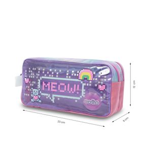 Estuche Escolar Grande para Niña 2 Cuerpos Andy Cat Morado
