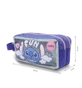Estuche Escolar Grande para Niña 2 Cuerpos Stitch On The Beach Azul