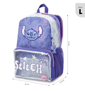 Mochila para Niña Stitch On The Beach Grande Azul