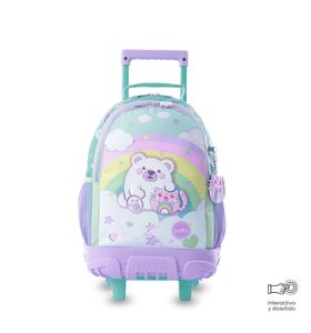 Mochila Para Niña Con Ruedas + Libro Para Colorear Little Magic Azul