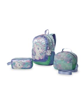 Combo Escolar Niña X3 Mochila + Lonchera + Estuche Magic Dreams Verde
