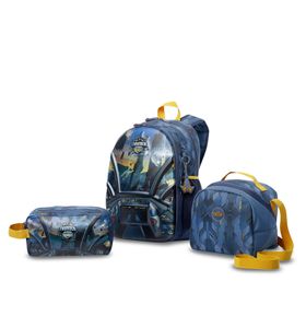 Combo Escolar Niño X3 Mochila + Lonchera + Estuche Sentinel Gris