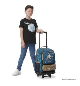 Mochila Para Niño Con Ruedas Jurassic World Territory Grande Azul