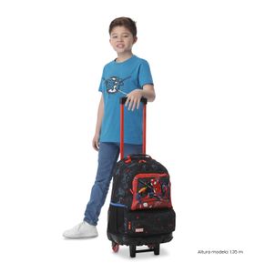 Mochila Para Niño Con Ruedas Spiderman Hero Grande Negro