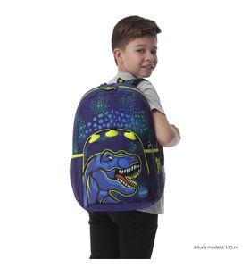 Mochila Para Niño Dino Rock Grande Azul